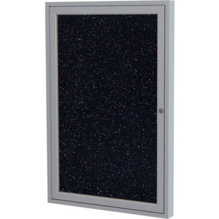 Ghent Enclosed Bulletin Board, 1 Door, 30""W x 36""H, Confetti Recycled Rubber/Silver Frame -  GHENT MANUFACTURING